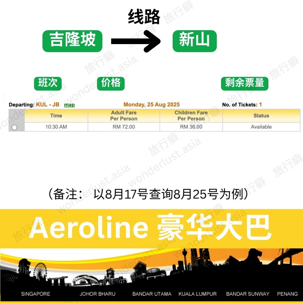 Aeroline 豪华巴士 · 陆地头等舱时刻表